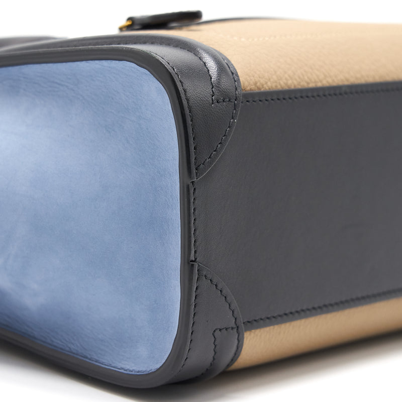 Celine Nano Luggage Bag Multi Color Beige/ Blue /Black