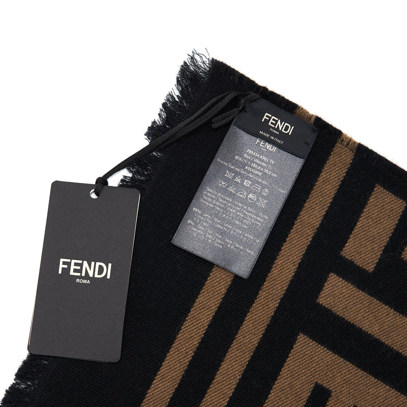 Fendi FF Logo Scarf Wool and Silk Scarf