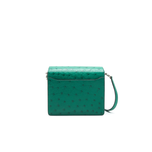 Hermes Ostrich Mini Roulis Green SHW