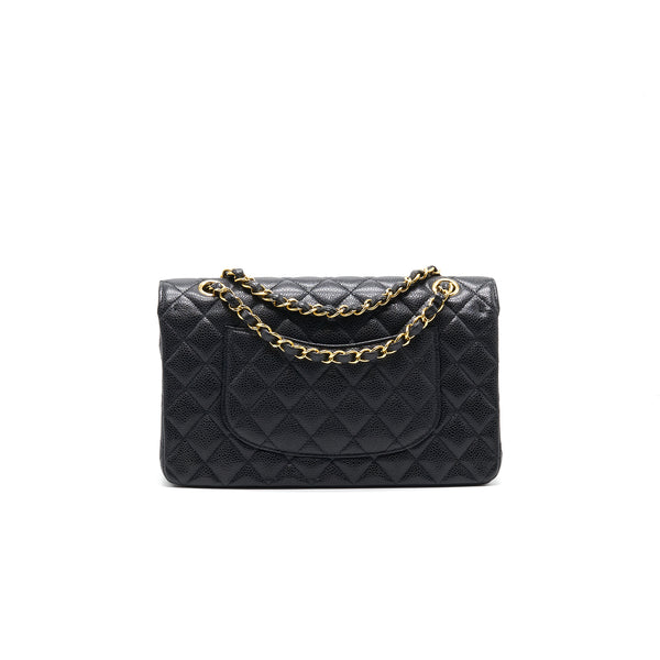 CHANEL MEDIUM CLASSIC DOUBLE FLAP CAVIER Black and gold