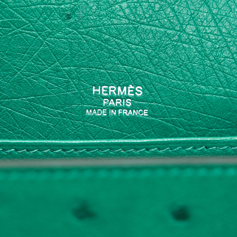 Hermes Ostrich Mini Roulis Green SHW