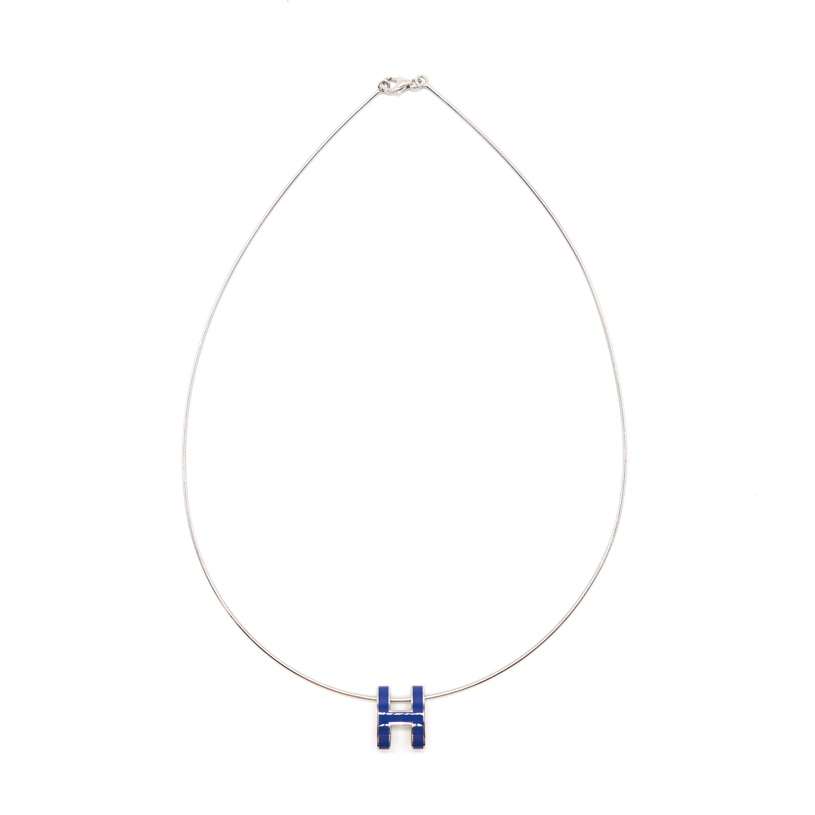 Hermes H necklace 2024 light blue