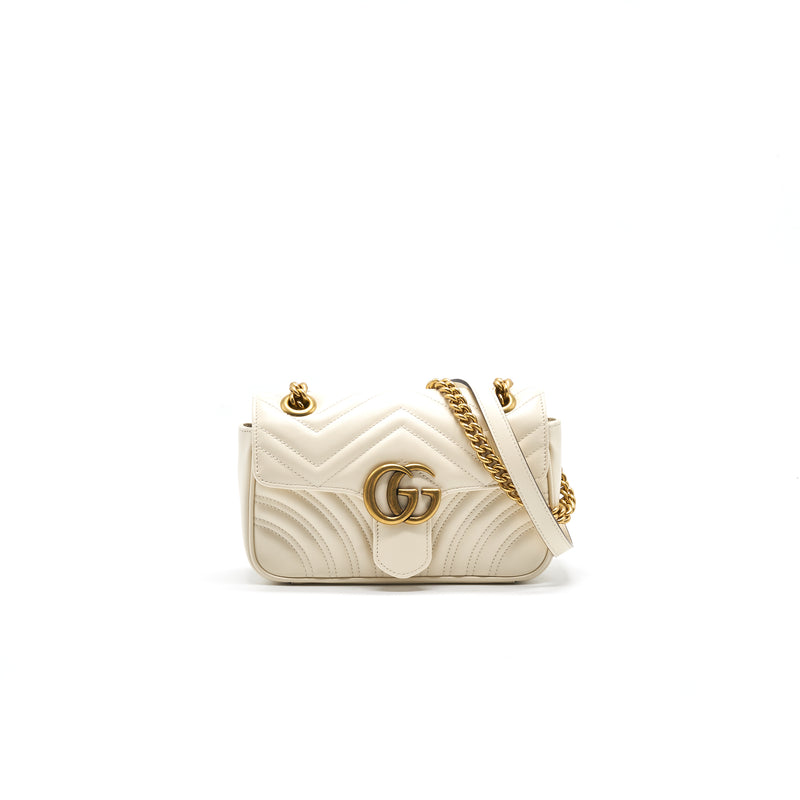 GUCCI GG MARMONT MINI BAG WHITE WITH GOLD