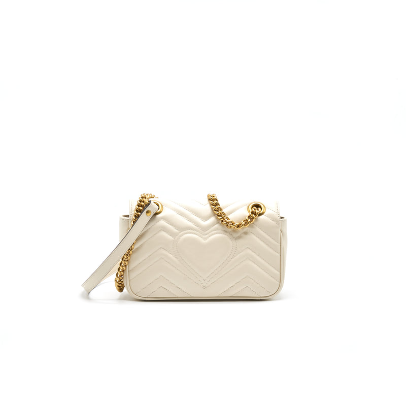 GUCCI GG MARMONT MINI BAG WHITE WITH GOLD