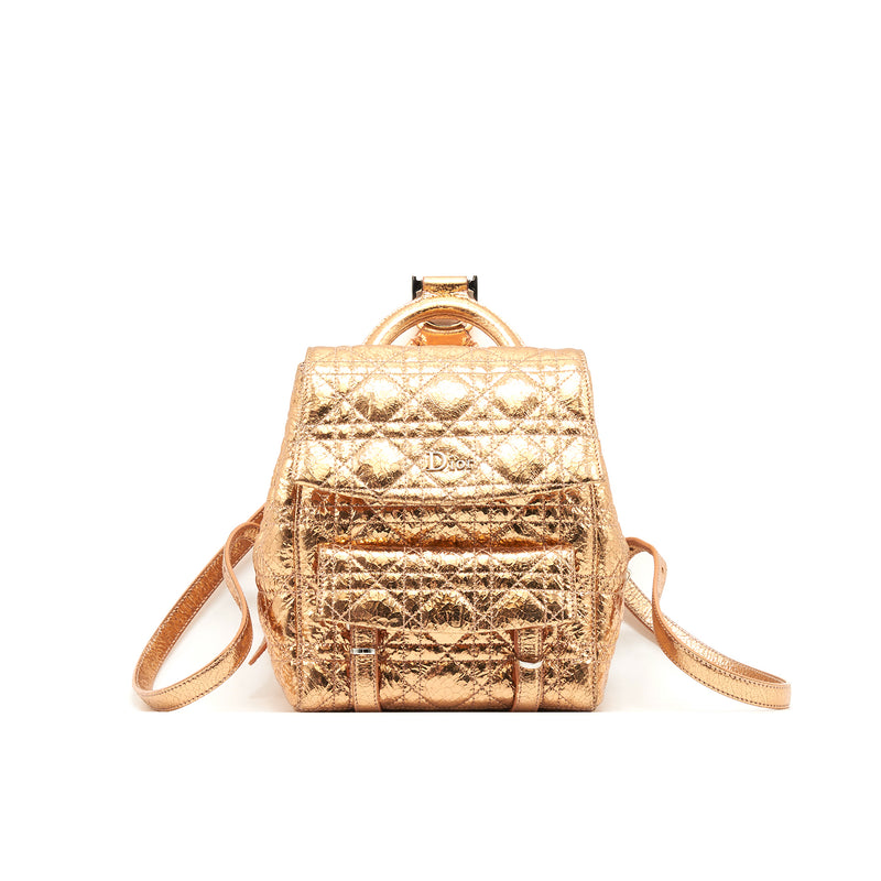 dior mini backpack Dior Mini Backpack Lambskin Metallic Champagne
