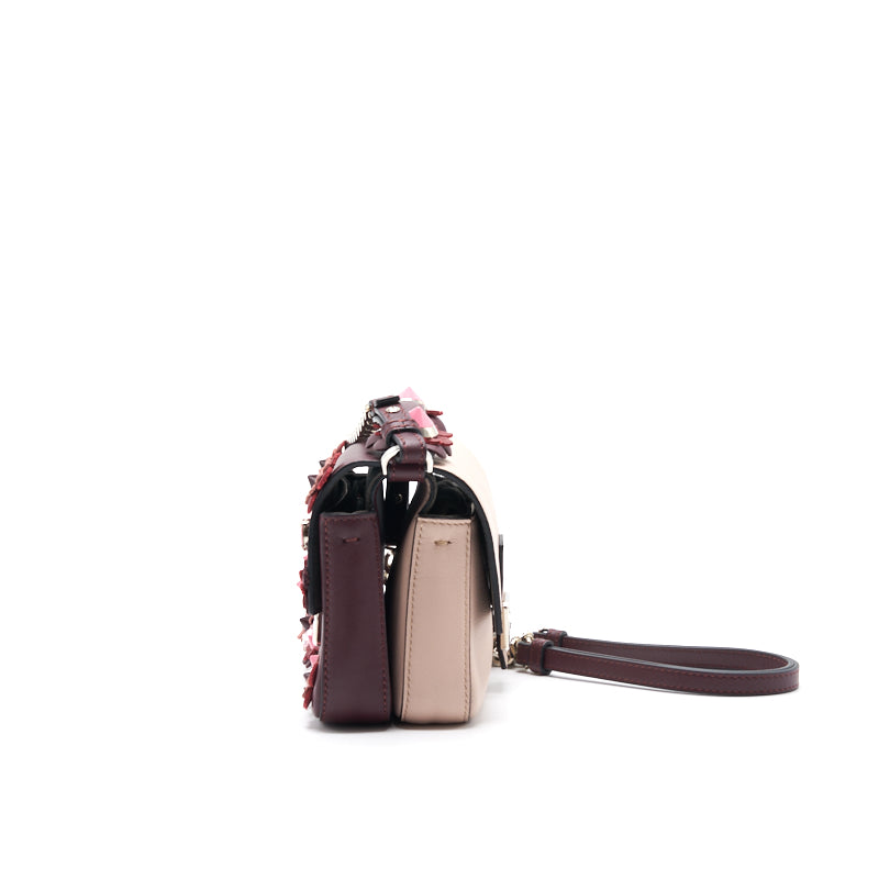 Fendi Plum Flowerland Leather Double Micro Baguette Bag - EMIER