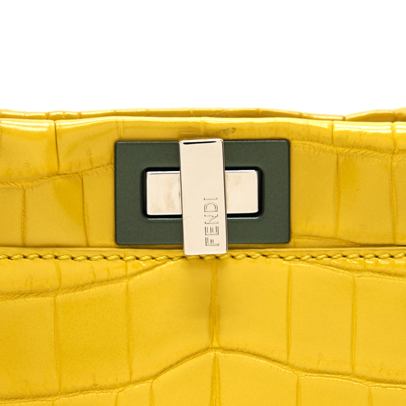 Fendi Yellow Crocodile Peekaboo Iconic Mini - EMIER