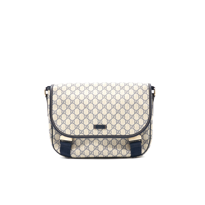 Gucci Beige/Brown GG Canvas and Leather Web Flap Messenger Bag - EMIER
