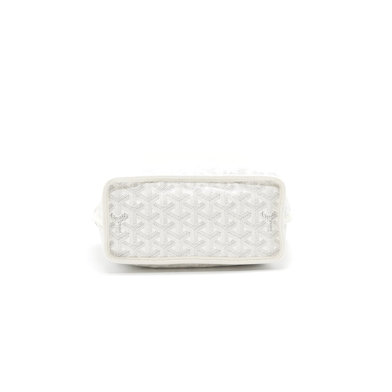 Goyard Goyardine White Anjou Mini Reversible Tote Bag Silver