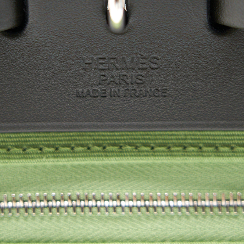 Hermes Herbag 31 Vert Criquet Toile PHW