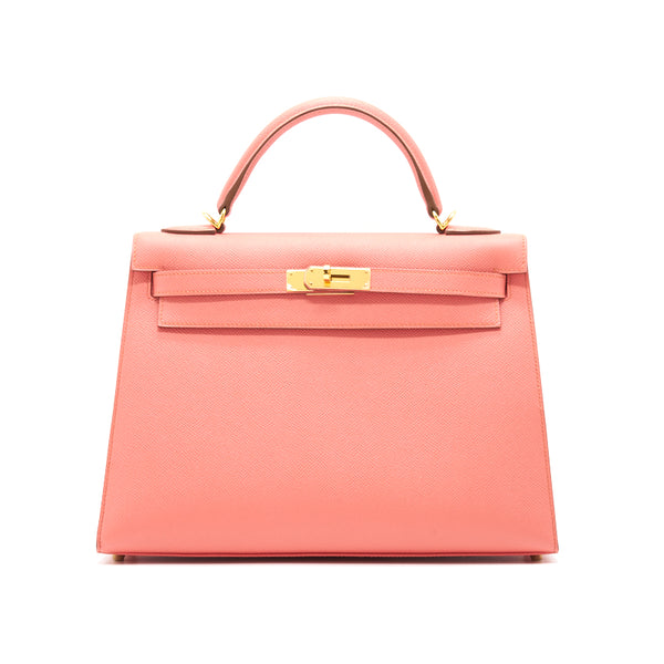 Hermès Kelly 32 Sellier Crevette Pink GHW