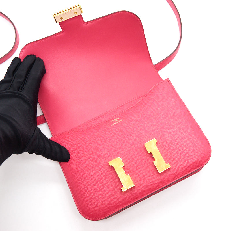 Hermes Constance 18 Mini Bag Rose Extreme Pink Epsom Gold Hardware
