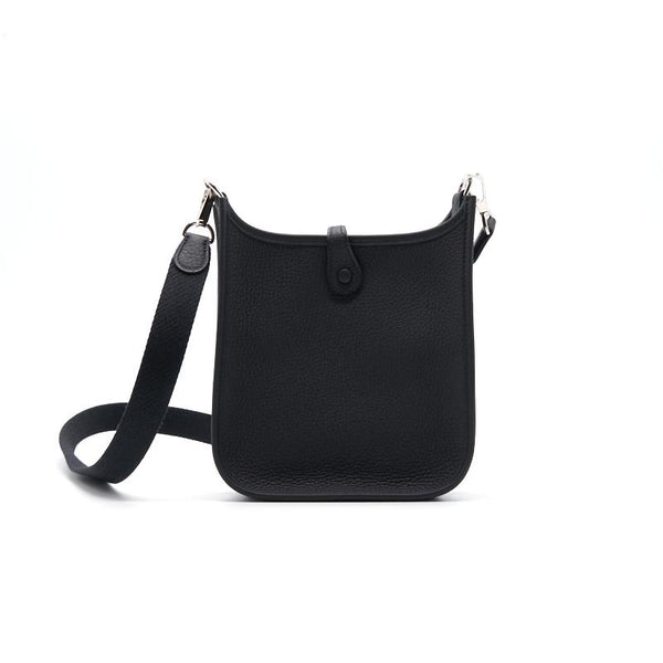 Hermes Mini Evelyne 16 Black SHW Stamp Z