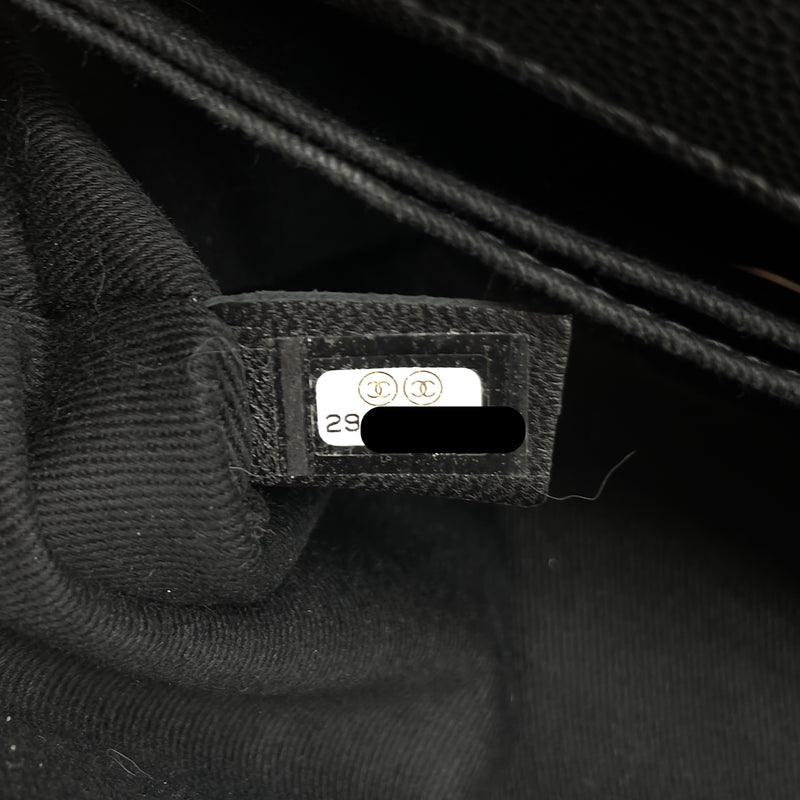 Chanel Small Coco Handle Chevron Caviar So Black with Black Hardware