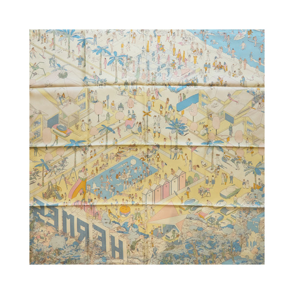 Hermes 90cm Silk Scarf On The Beach Multicolour