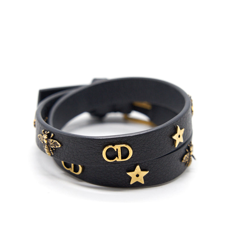 Dior Double Wrap Charm Leather Bracelet