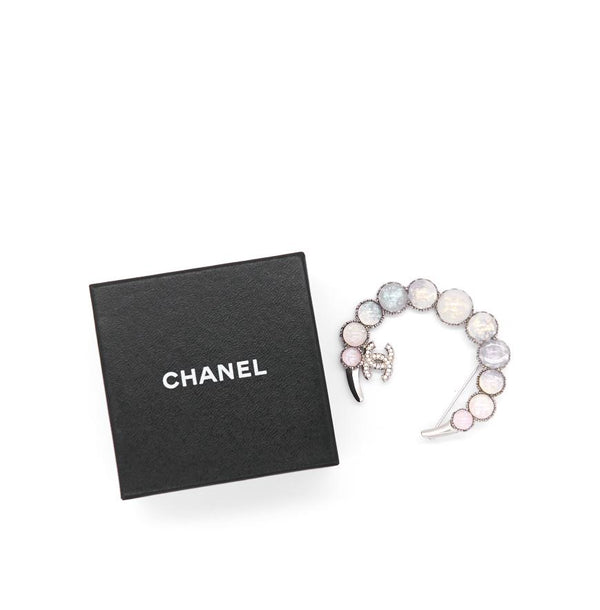 Chanel CC Crystal Silver Tone Pin Brooch - EMIER
