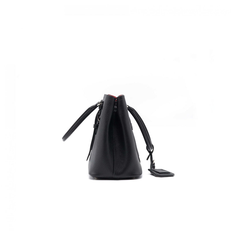 Prada Nero Saffiano Cuir Leather Medium Double Handle Tote - EMIER