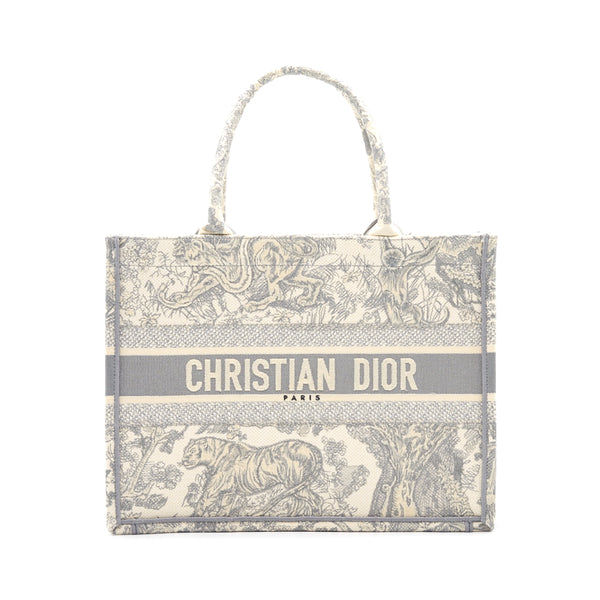 DIOR SMALL DIORIVIERA DIOR BOOK TOTE Gray Toile de Jouy Embroidery