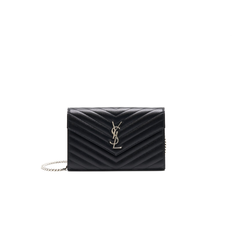 Saint Laurent Envelope Chain Wallet Black SHW