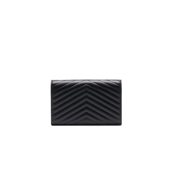 Saint Laurent Envelope Chain Wallet Black SHW