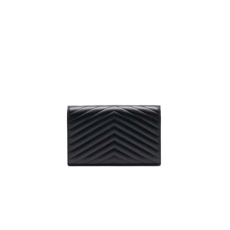 Saint Laurent Envelope Chain Wallet Black SHW