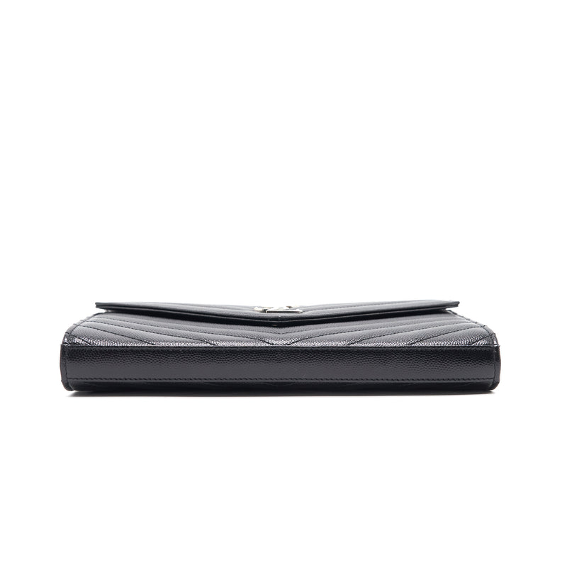Saint Laurent Envelope Chain Wallet Black SHW