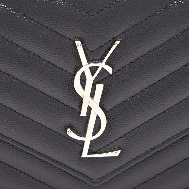 Saint Laurent Envelope Chain Wallet Black SHW