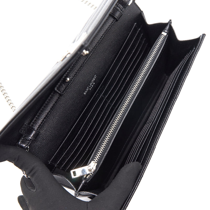 Saint Laurent Envelope Chain Wallet Black SHW
