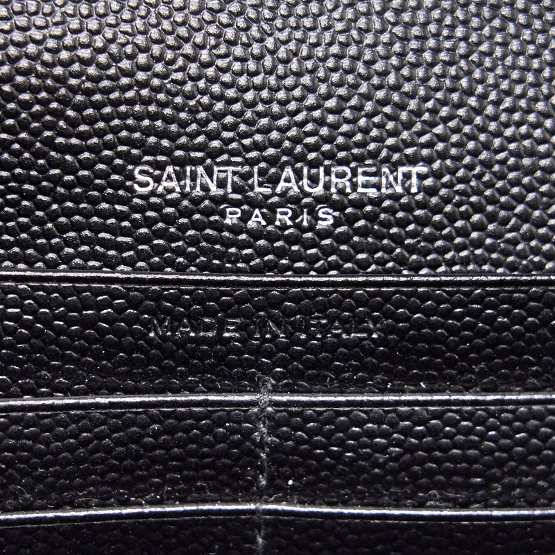 Saint Laurent Envelope Chain Wallet Black SHW