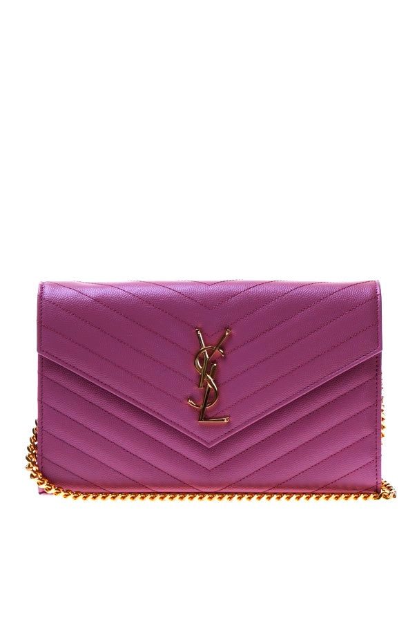 Saint Laurent Paris Purple Leather Small Monogram Shoulder Bag - EMIER