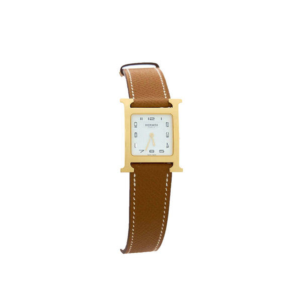 Hermes Heure H watch, Large Model, 34mm Epsom Gold With GHW