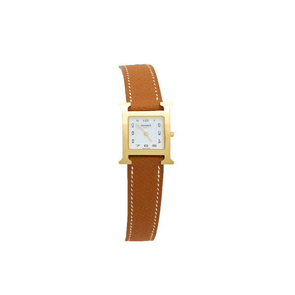 Hermes Heure H Watch Small Model 25mm Epsom Gold GHW