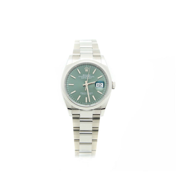 Rolex Datejust 36mm Oystersteel Mint Green Dial with Oyster Bracelet M126200-0023