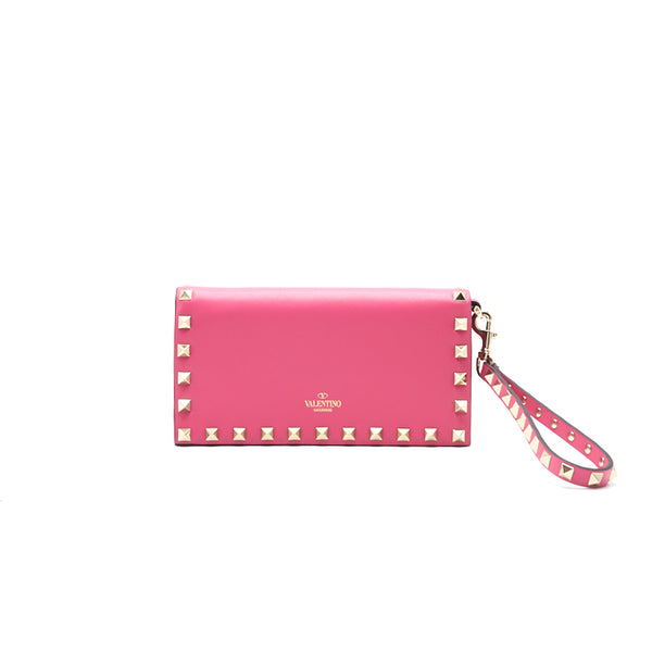 Valentino Pink Leather Rock-stud Continental Wallet - EMIER