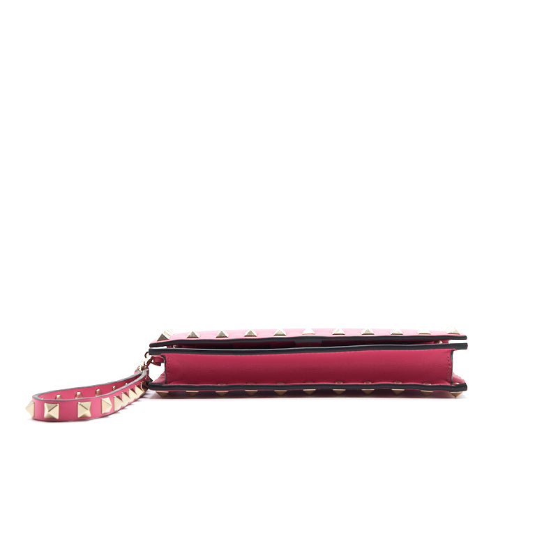 Valentino Pink Leather Rock-stud Continental Wallet - EMIER