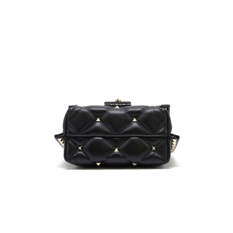 Valentino Black Quilted Leather Rock-stud Spike Handbag - EMIER