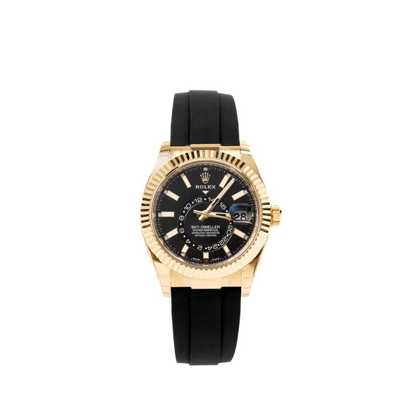 Rolex Sky Dweller 42mm Yellow Gold With Bright Black Dial And An Oysterflex Bracelet M326238-0009