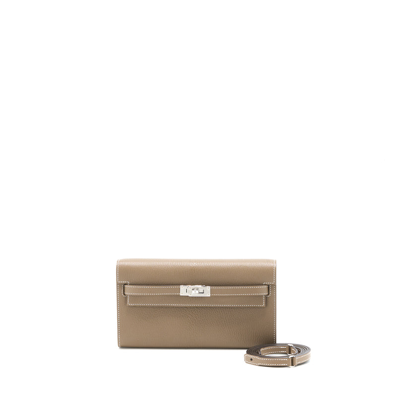 Hermes Kelly To Go Chevre Mysore Etoupe SHW Stamp U