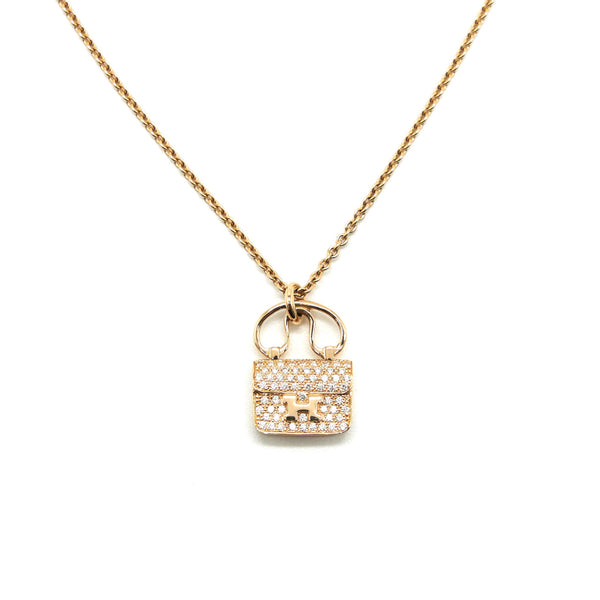 Hermes Constance Amulette Necklace Rosegold