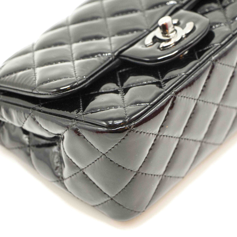 Chanel Quilted Patent Leather Mini Square Flap Bag - EMIER