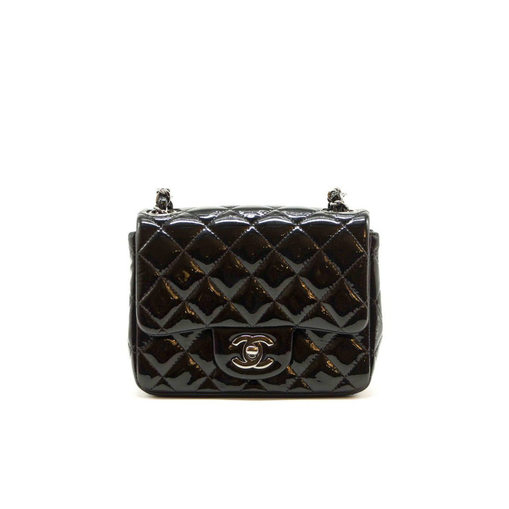 Chanel Quilted Patent Leather Mini Square Flap Bag