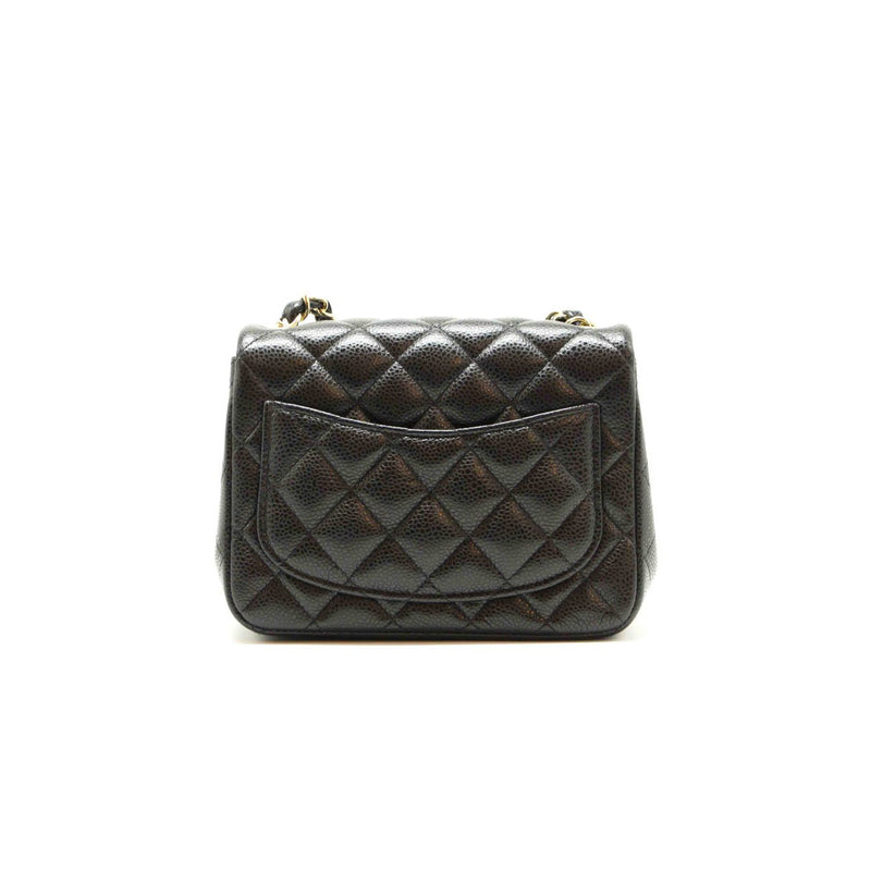 Chanel Black Caviar Classic Quilted Square Mini Flap Bag GHW