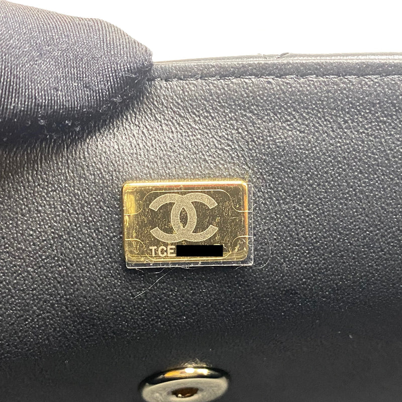 Chanel 21K Top Handle Mini Rectangular Flap Bag Black GHW