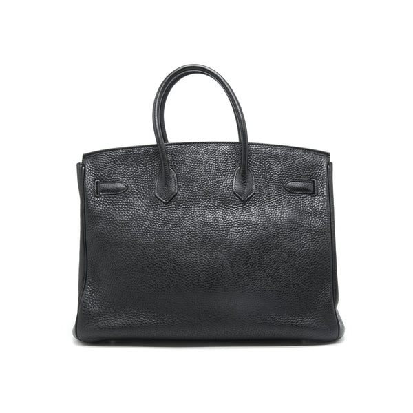 Hermes Birkin 35 Togo Black SHW Stamp Square O