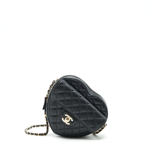 Chanel 22S Heart Bag Lambskin Black LGHW (Microchip)