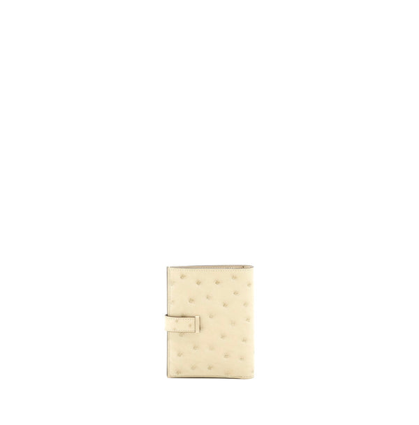Hermes Ostrich Bearn Compact Wallet 3C Parchemin GHW Stamp Y