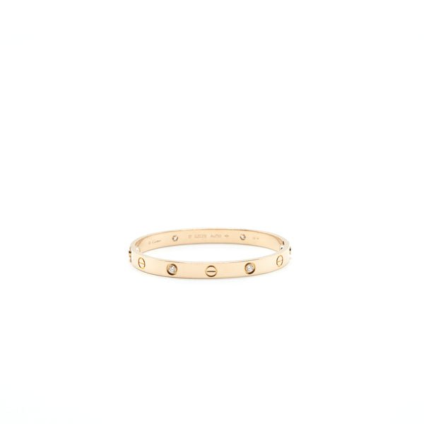 Cartier Size 17 Love Bracelet Rosegold With 4 Diamonds
