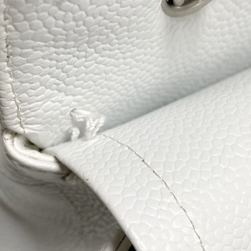 CHANEL MEDIUM CLASSIC DOUBLE FLAP BAG CAVIAR WHITE SHW