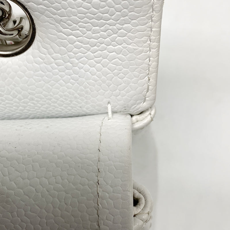 CHANEL MEDIUM CLASSIC DOUBLE FLAP BAG CAVIAR WHITE SHW